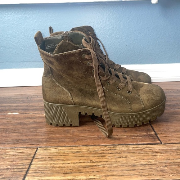 Olive💚combat boots🖤chunky boots place up booties - Picture 10 of 13